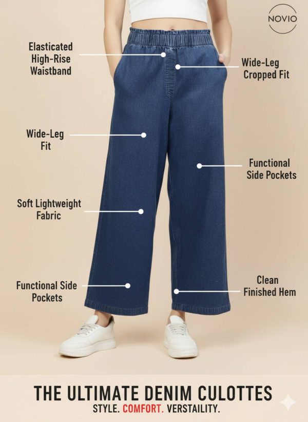 NOVIO Loose Fit Women Dark Blue Trousers