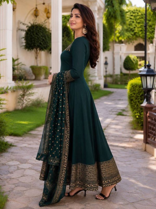 NUPITAL Women Fit and Flare Green Midi/Calf Length Dress