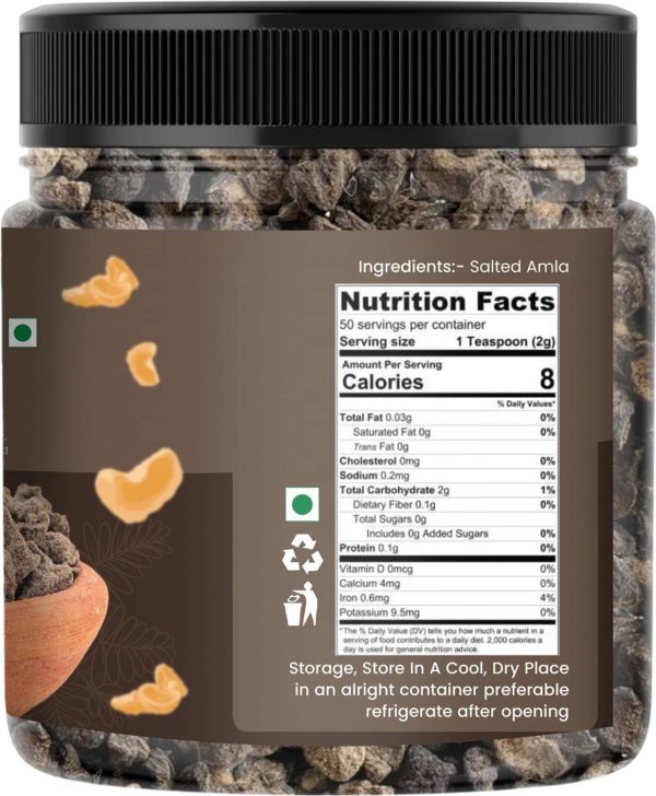 NUTRI ZAIKA Salted Amla | Tangy Dried Gooseberry | Refreshing Digestive Snack Sweet & Tangy Mouth Freshener