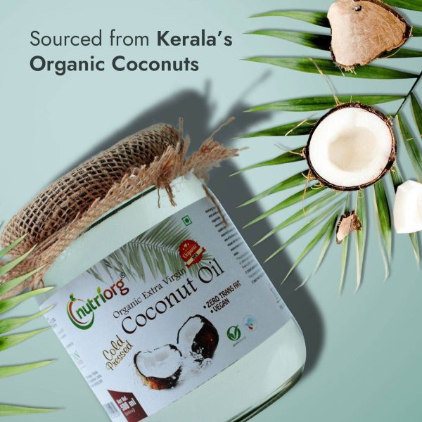Nutriorg Certified Organic Cold Pressed Extra Virgin Glass Coconut Oil