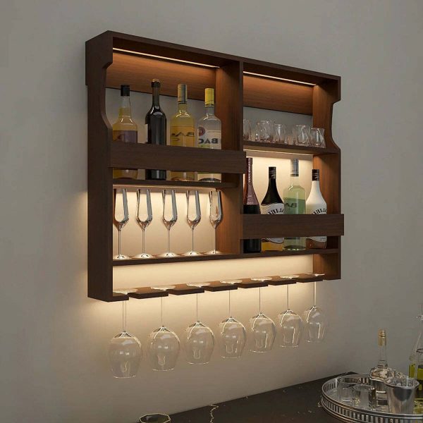 ODEJIA Sheesham Wood Bar Cabinet Solid Wood Bar Cabinet
