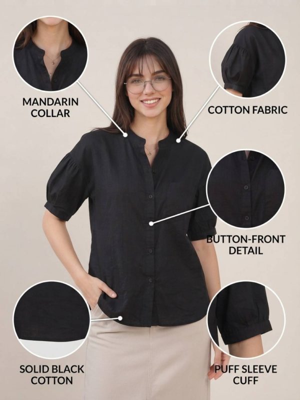 ONAYA FASHION Women Solid Casual Black Shirt