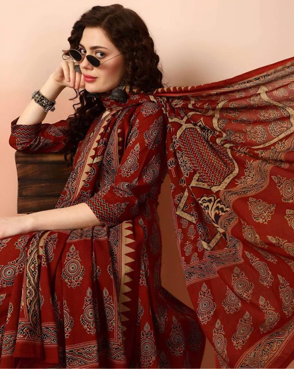 Oumad Printed Kurta, Palazzo & Dupatta Set