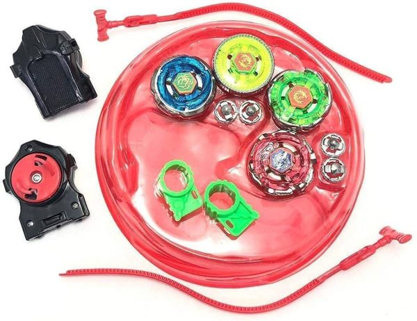 OX CRAFT 4 in 1 Metal BeybladeToy Set with Stadium and 2 Launchers (4 Blade, Beyb) Metal Fusion Round Beyblades for Kids Boys and Girls Baby...