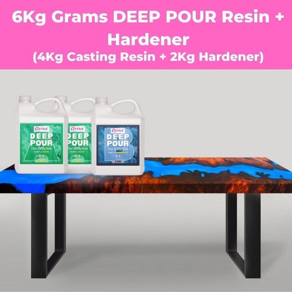OYTRA 6Kgs Casting Resin Hardener Liquid 2:1 Smooth Ultra Clear Finish Deep Pour Resin