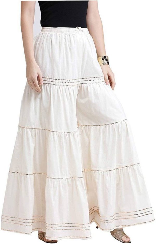 PI World Flared Women White Trousers