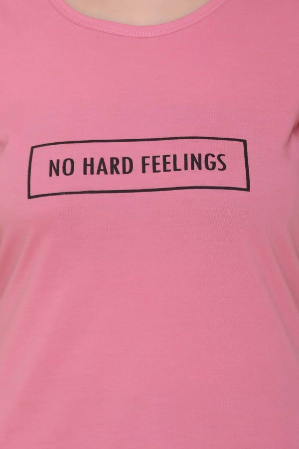 plush Graphic Print Women Round Neck Pink T-Shirt
