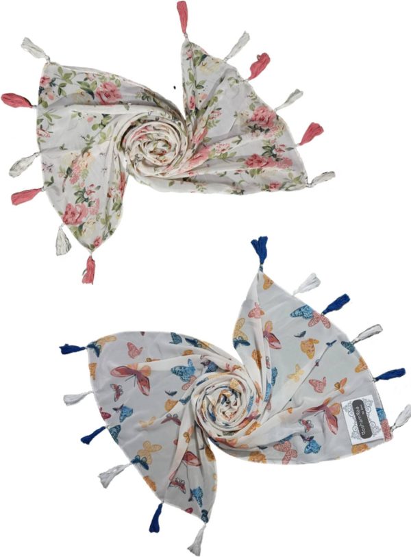POSHAMPAA Floral Print Chiffon Women Scarf, Stole, Fancy Scarf