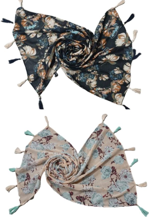POSHAMPAA Printed Chiffon Women Scarf, Stole, Fancy Scarf