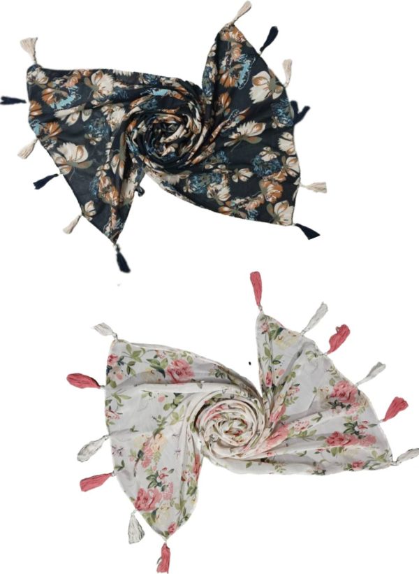 POSHAMPAA Self Design Chiffon Women Scarf, Stole, Fancy Scarf