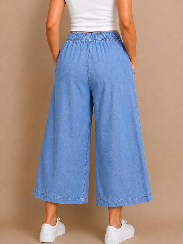 Prettifine Wide Leg Women Light Blue Jeans