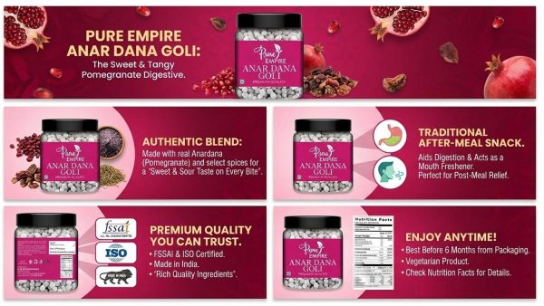 Pure Empire Yummy Digestive Anardana Goli Jar) Pomegranate Candy Anar Candy Anar Candy