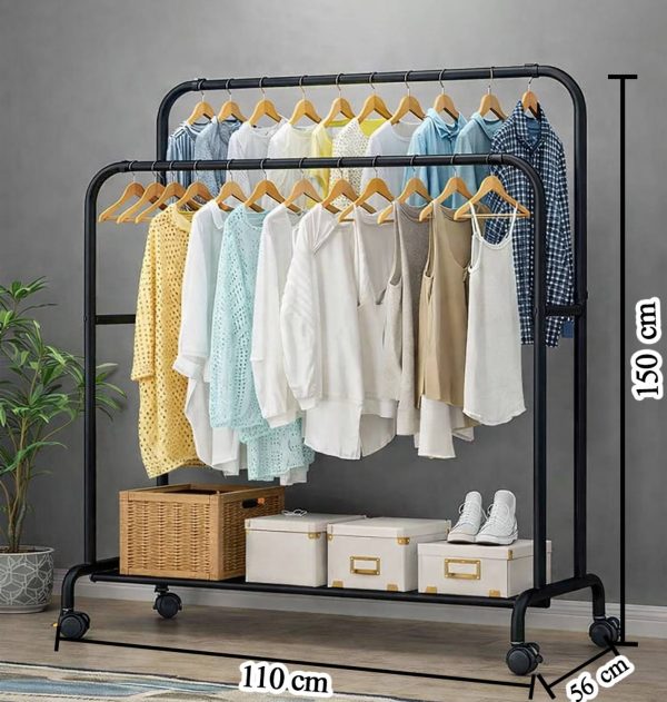 PYXBE Metal Garment Rack Heavy Duty Indoor Bedroom Clothes Coat Stand Shoes Rack Metal Coat and Umbrella Stand