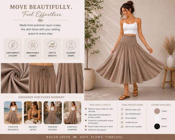 Rabhika Solid Women Flared Brown Skirt