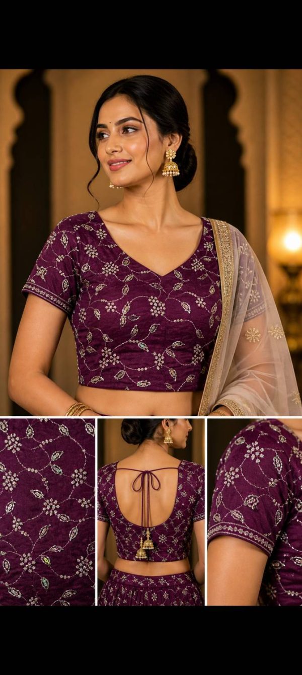 Radhika BOUTIQUE Acrylic Blend Embroidered Blouse Material