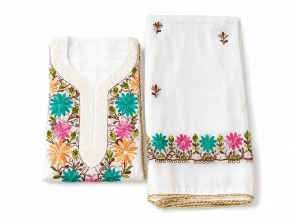 ramandeep singh Muslin Embroidered Kurta & Patiyala Material