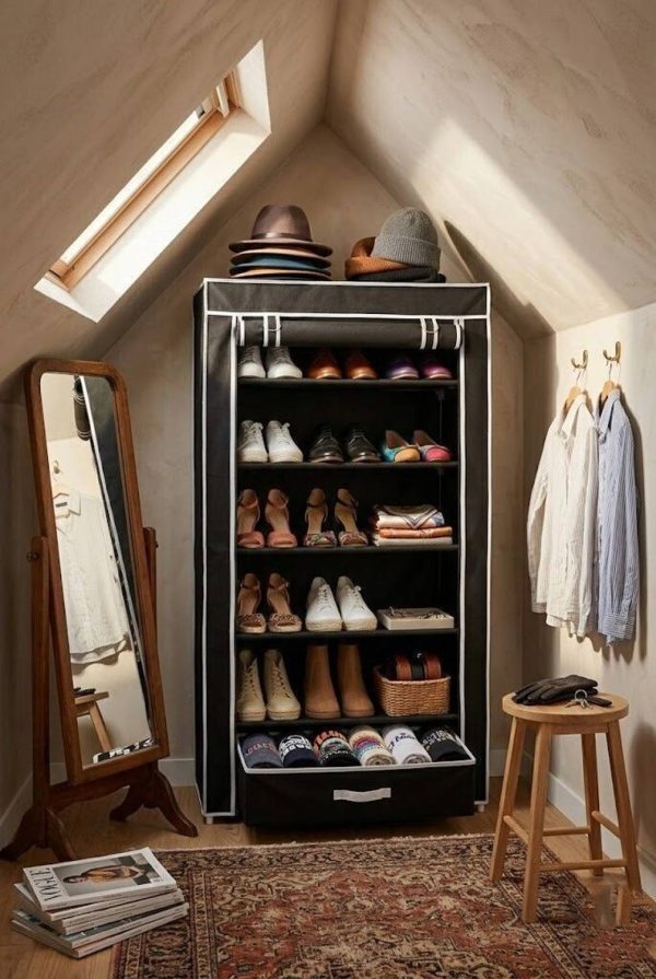 ROCKING SHOP ROCKING SHOP Shoe Rack Organizer with Cover | Dustproof Portable Storage Cabinet Plastic Shoe Rack