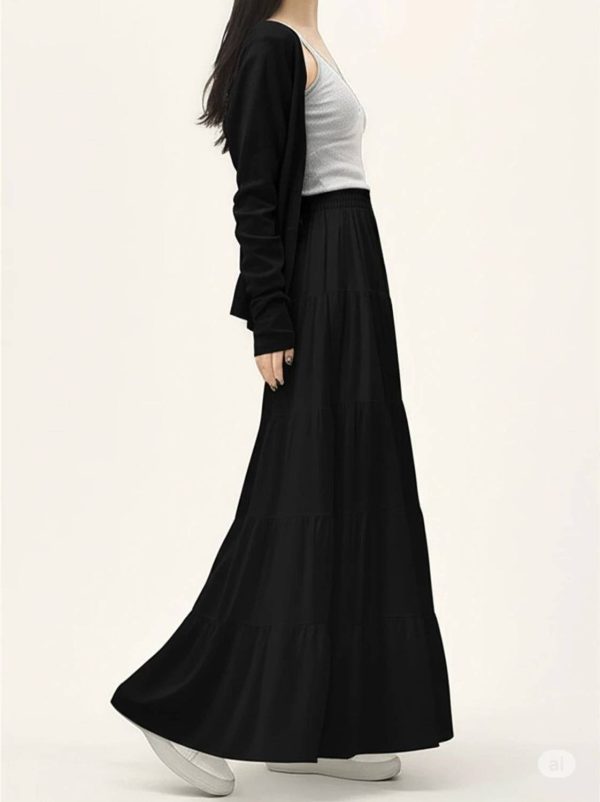 Rudranevi Solid Women Flared Black Skirt