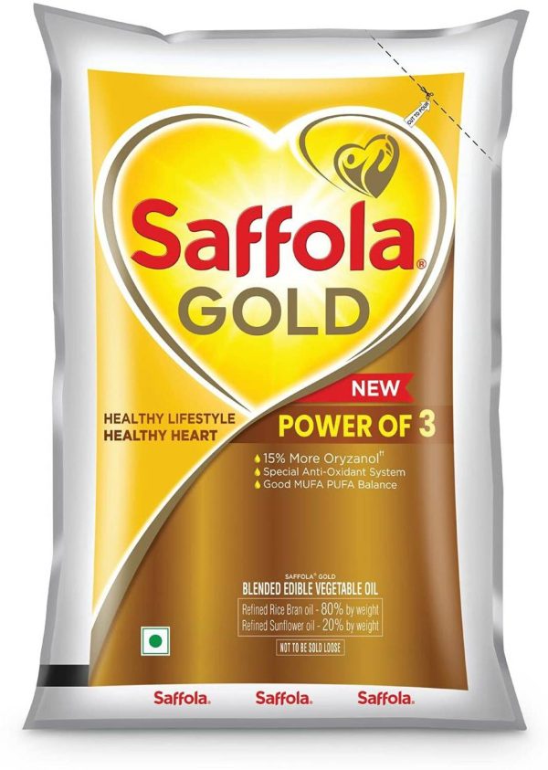 Saffola GOLD REFINED OIL 1000ML PACK OF 1 Rice Bran Oil