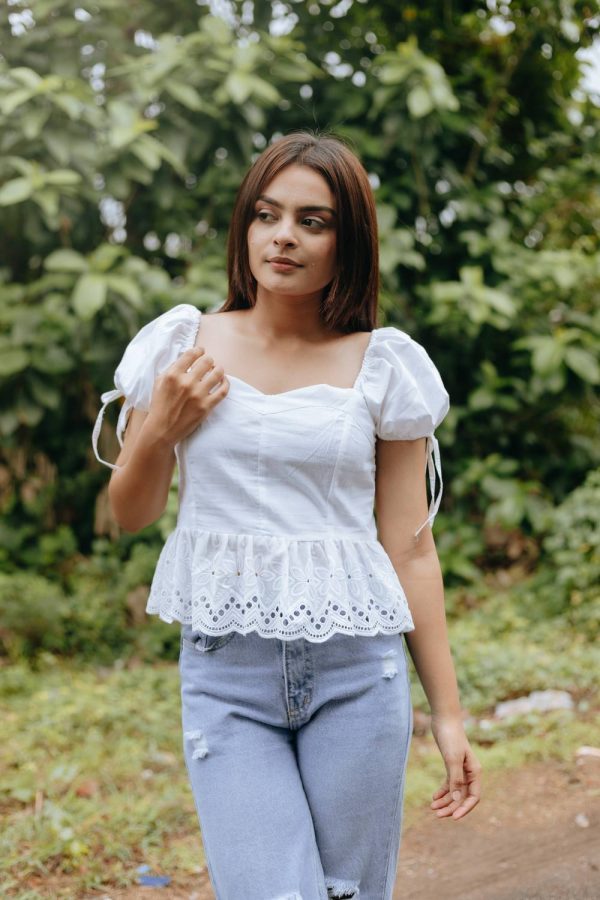 Sahajanand etp Casual Solid Women White Top