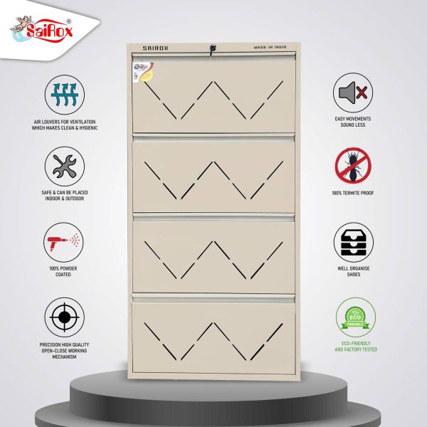 Sairox SAIROX Double shelves Four Door Wall mounted 24-28 Pair, (29*8.5*56)Inches Metal Shoe Rack