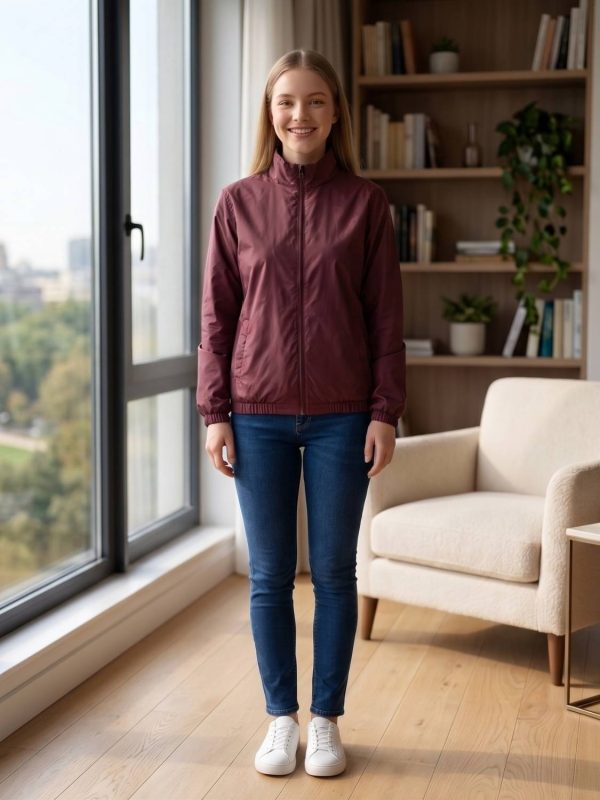 SANHOK Waterproof Polyester Windcheater Sports Gym Running Travel Sunscreen Jacket Solid Women Wind Cheater