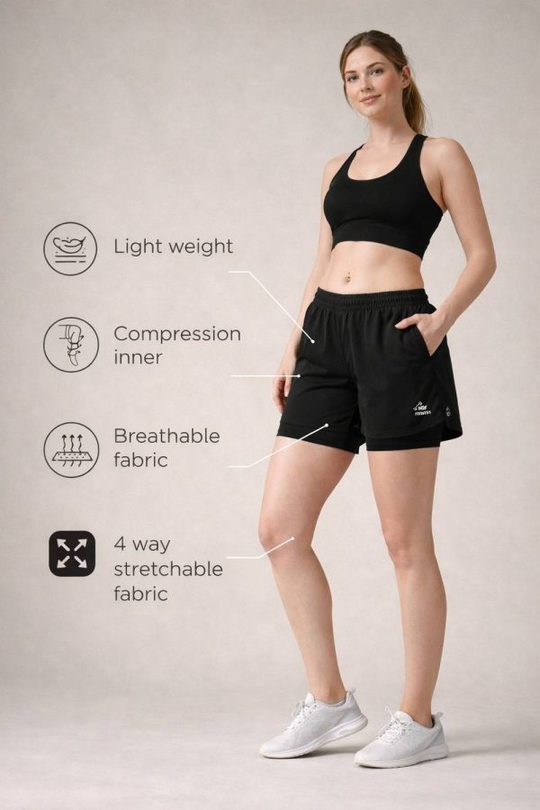 SERI CHOICE Solid Women Black Running Shorts, Gym Shorts, High Waist Shorts, Sports Shorts