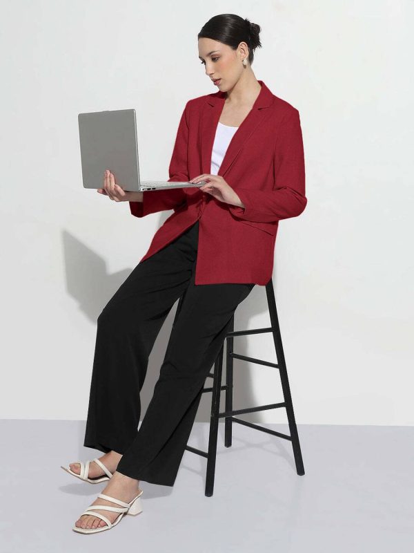 SHOWOFFFF Solid Single Breasted Formal Women Blazer