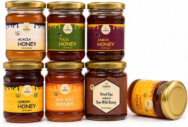 SHRI VILAVIL Raw Wild Honey– Natural & Unprocessed Honey | Pure Forest Honey | No Added Sugar