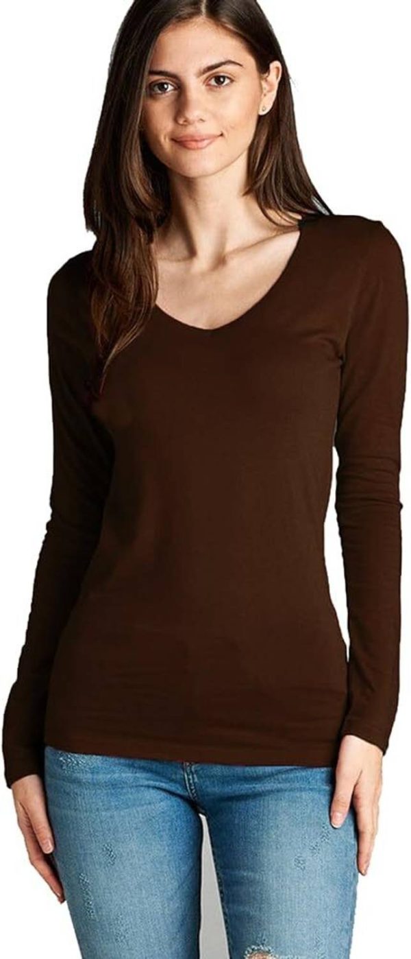 Smart Colors Solid Women V Neck Brown T-Shirt