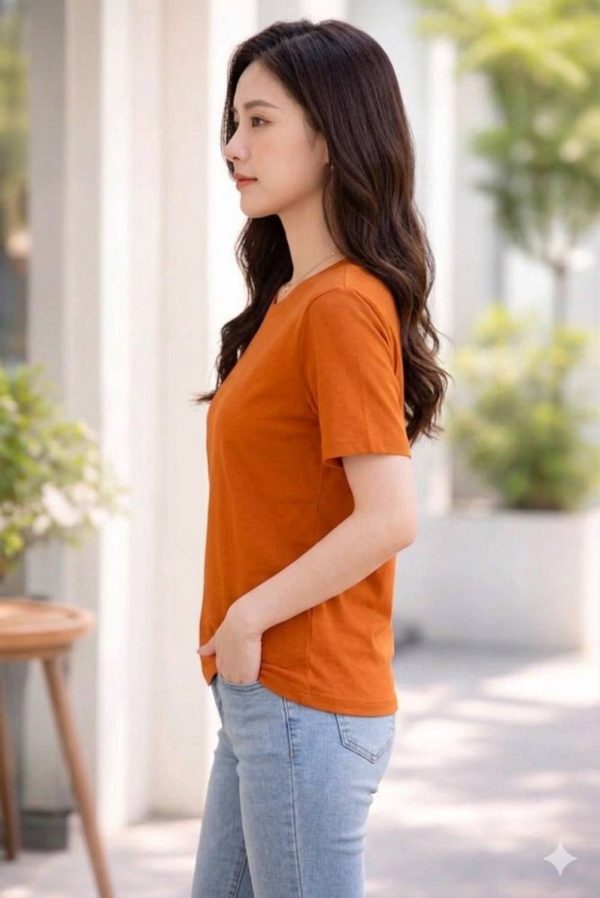 Smart Colors Solid Women V Neck Orange T-Shirt