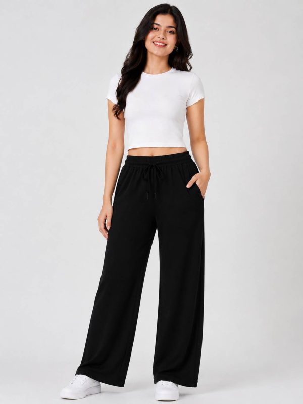 SOYAL Solid Women Black Track Pants