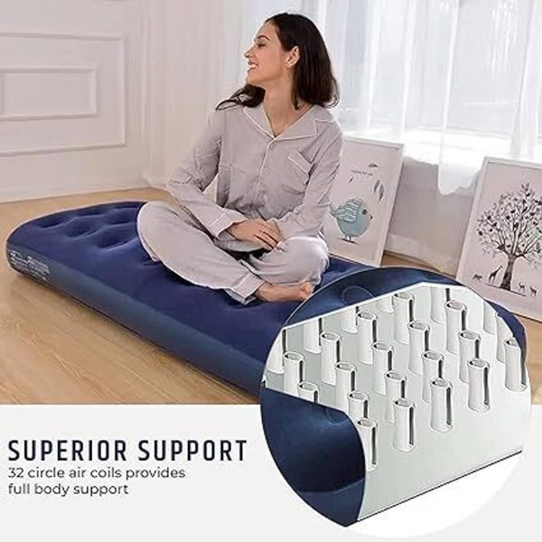 Spotview 32 Holes Twin Size Air Bed With Air Pump | Quick Inflatable PVC 1 Seater Inflatable Sofa