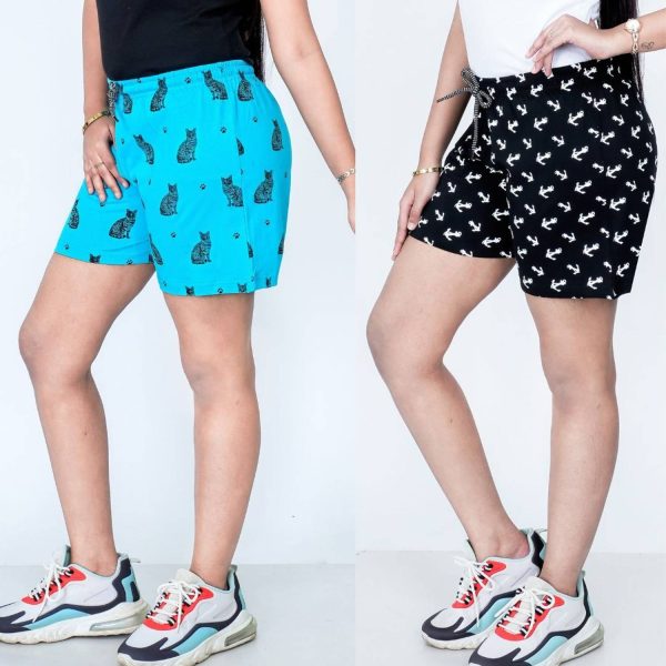 SPYCRAFT Printed Women Blue, Black Night Shorts