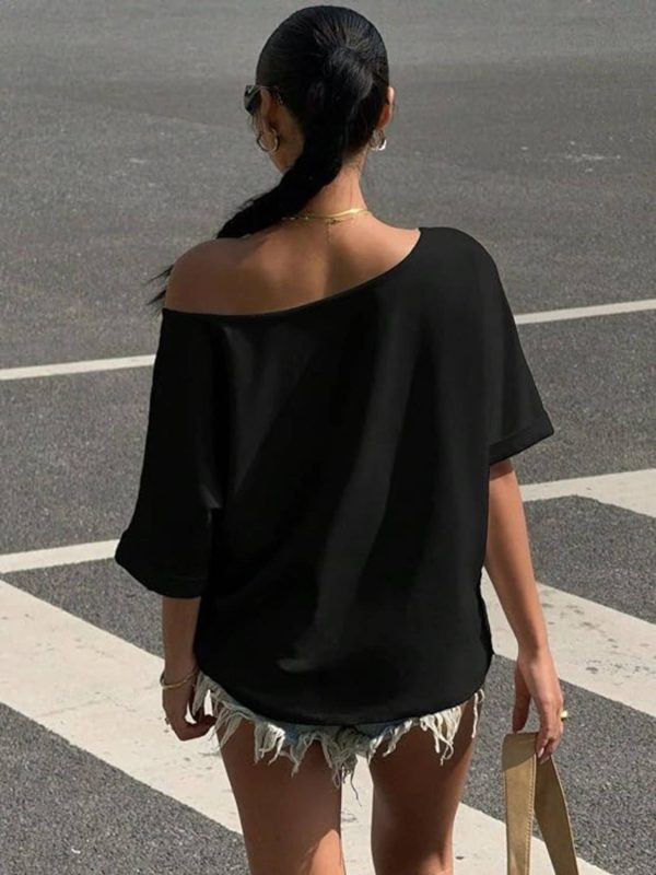 SRENSFASHION Printed Women Round Neck Black T-Shirt