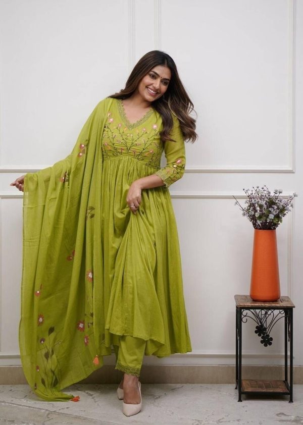 SSART Embroidered Anarkali Kurta, Bottom & Dupatta Set