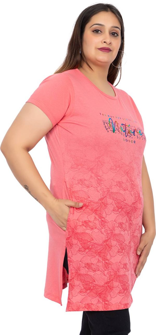 Star Touch Floral Print Women Round Neck Pink, Red T-Shirt