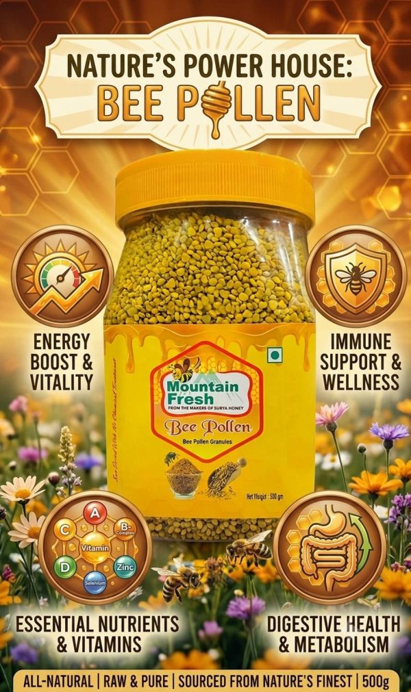 SURYA HONEY Bee Pollen Granules 100% Natural Superfood Rich in Protein & Antioxidants