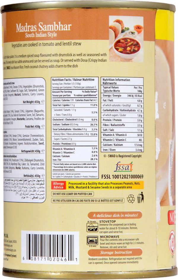 SWAD Ready to Eat Madras Sambhar | Instant Mix