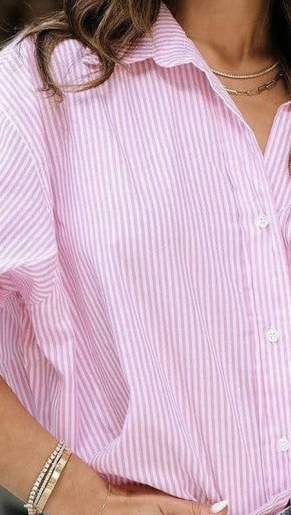 swaggish Women Striped Casual Pink Shirt