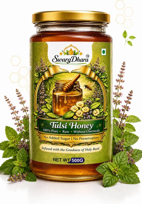 swargdhara 100% Pure Tulsi Honey Combo, Raw & Unprocessed, No Sugar, 500g+350g