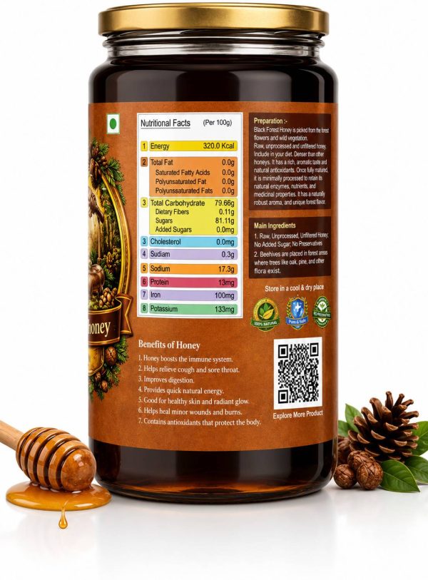swargdhara Pure Natural Black Forest Honey, Unprocessed, No Added Sugar, Direct from Farm