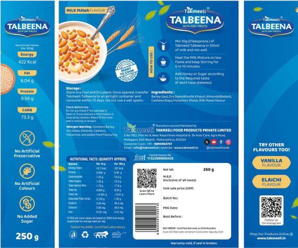 Takmeeli Talbeena With Dry Fruits – Combo | Premium Pack | Pack-4 |250g x 4 = 1 kg