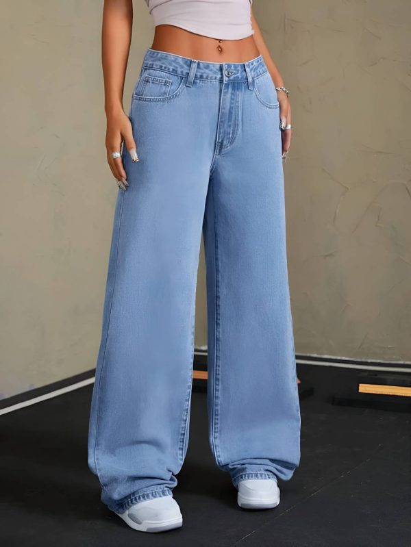 The Rivvrs co Wide Leg Women Light Blue Jeans
