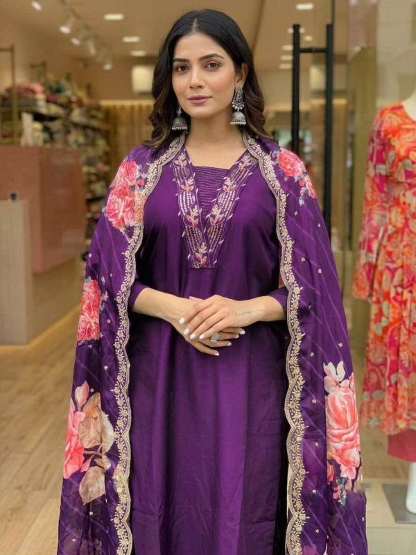 tmcreation Embroidered Kurta, Salwar & Dupatta Set