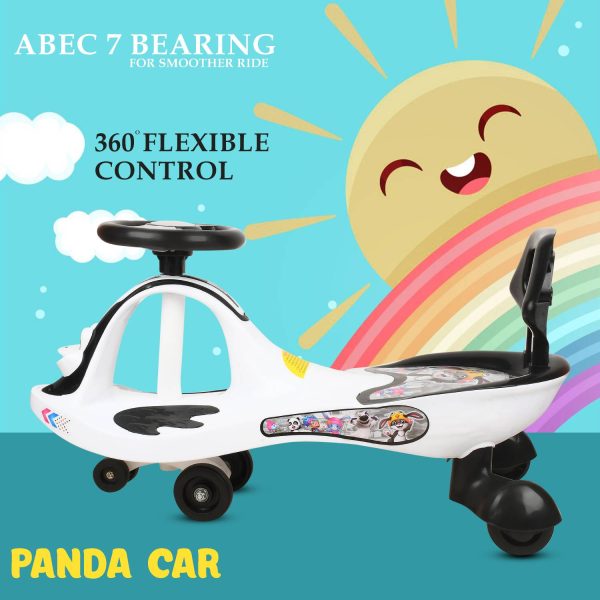 TOYSHOPPEE Black & White MAGIC CAR FOR KIDS TWISTE Car SENIOR WITH MUSIC AND BACK SUPPORT CC Froggy B/W Tricycle