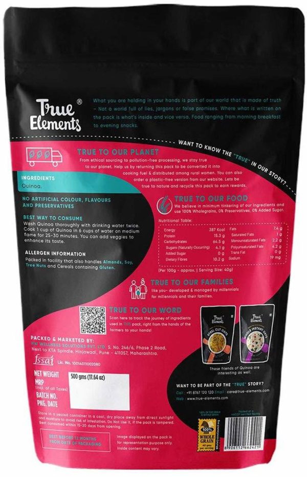 True Elements Gluten Free Regular Quinoa, ready to cook breakfast, Diet food for weight loss Quinoa