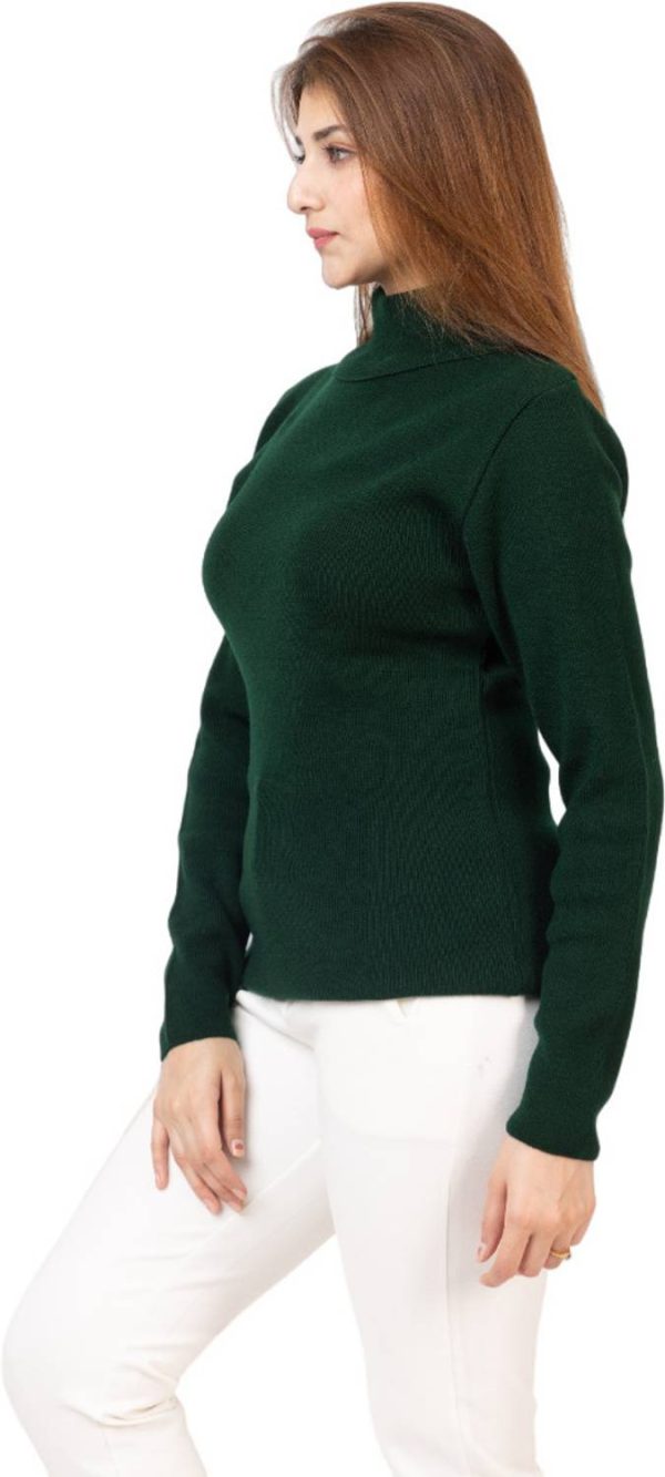 TWENTY ME Solid High Neck Casual Women Green Sweater