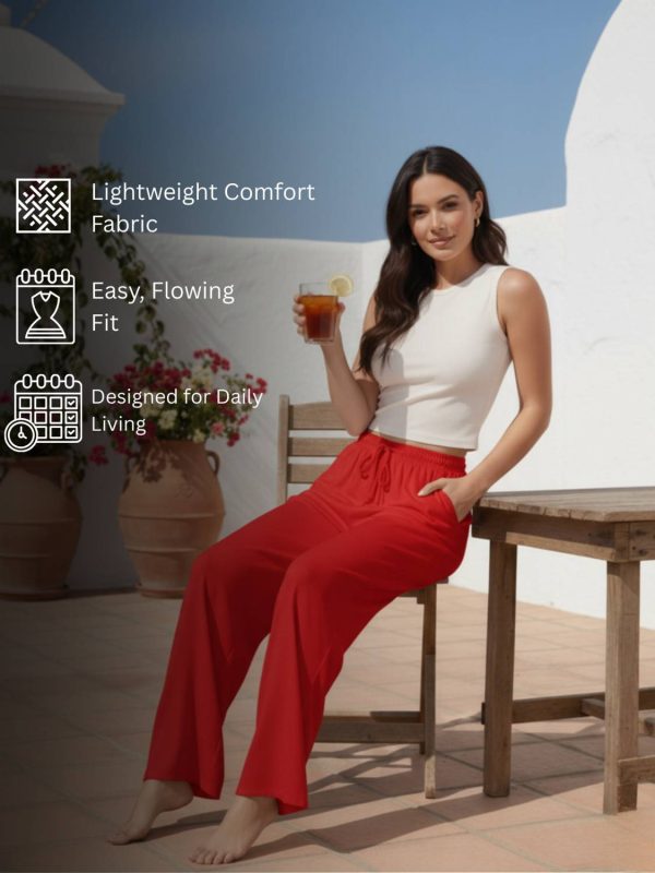 V33 Flared Women Red Trousers