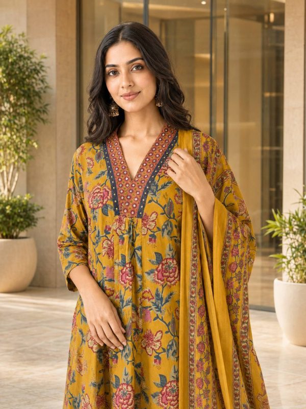 VAANEEP Women Kurta Palazzo Dupatta Set